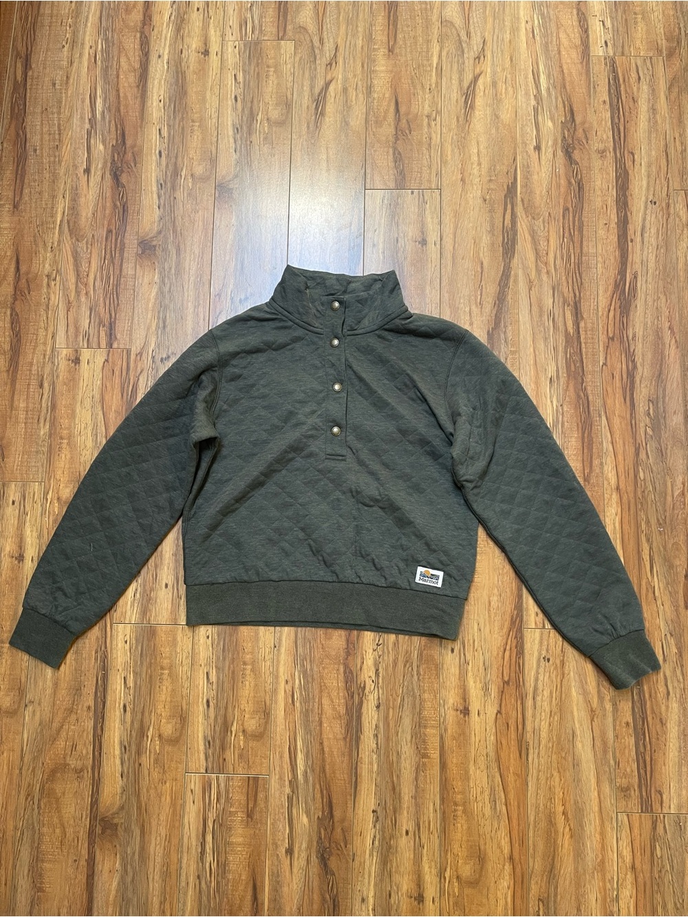Marmot Galen Quarter Snap Quilted Funnel Neck Wool Blend Pullover Size S - Picture 2 of 16